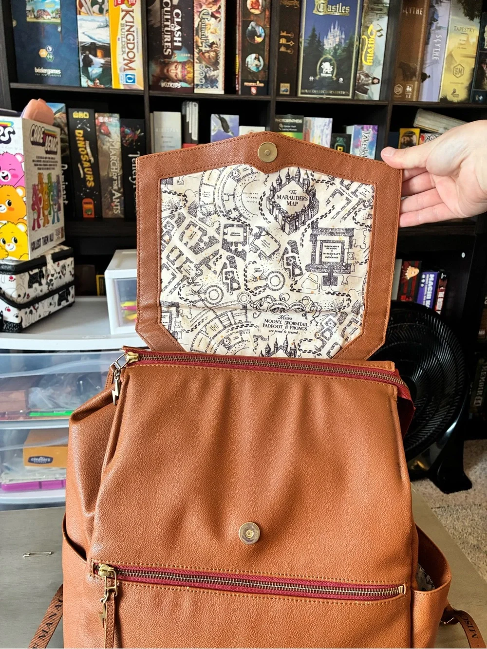 Freshly Picked Tan Leather-Effect Diaper Backpack with Matching Pouch